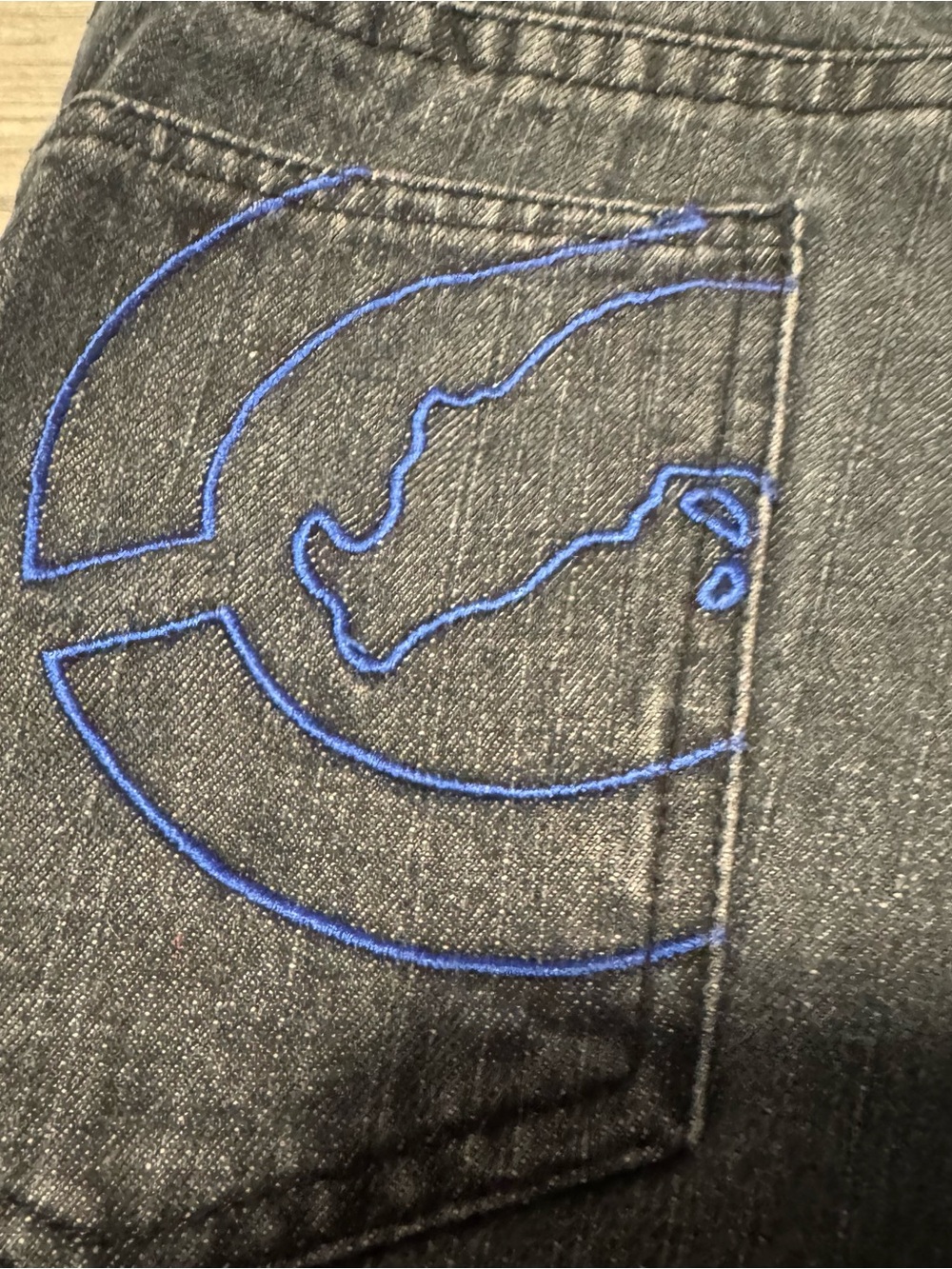 Vtg Y2K Youth Sz 10 Ecko Unltd Jeans Black Embroidered Logo Back Pockets 001972 - Picture 10 of 14